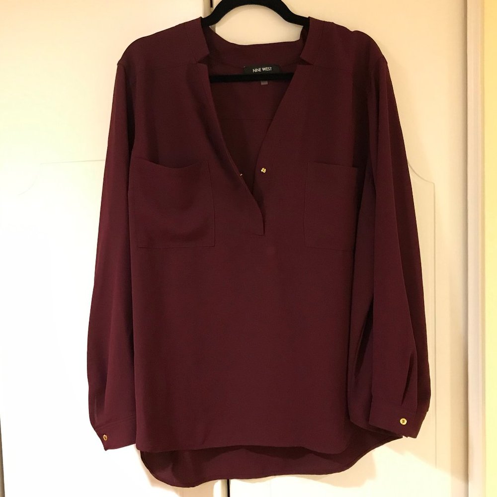 Nine West Women's Buttoned Down Blouse( 2 Pockets)